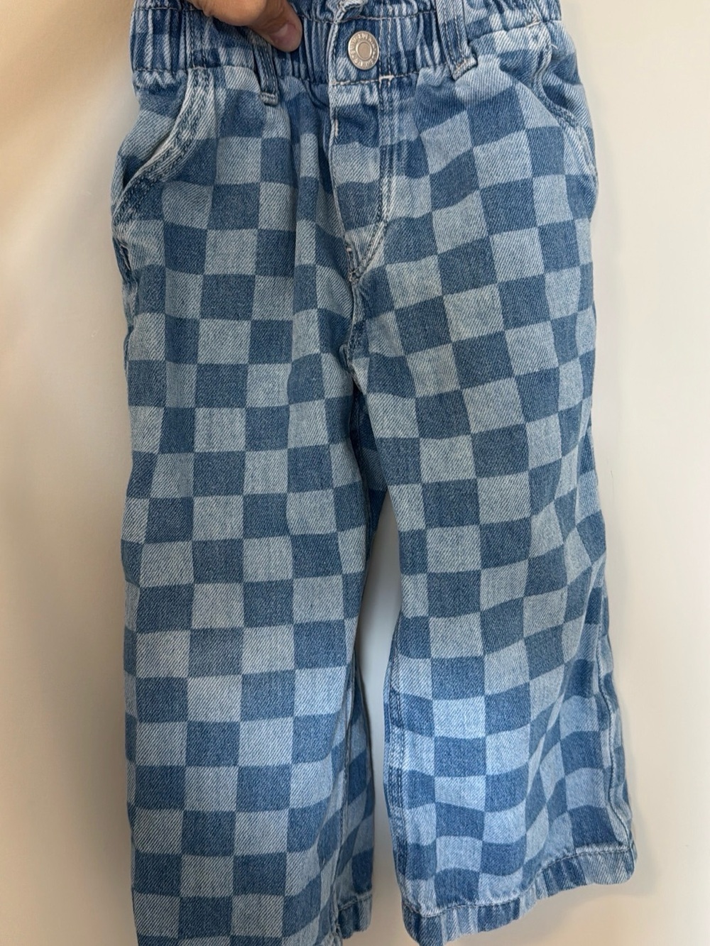 H&M Kids Blue Checkered Denim Jeans